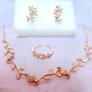 Rose Gold And Crystal Necklace, Ring And Earrings By LC Lauren Conrad